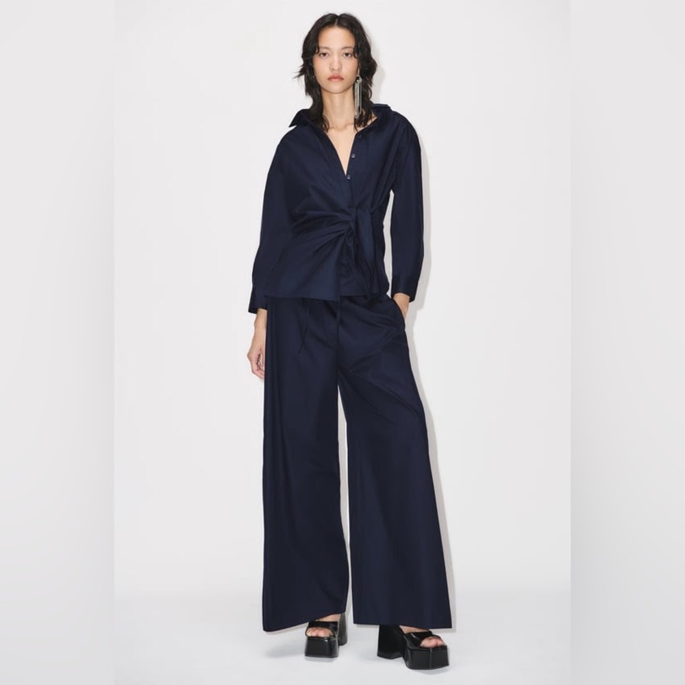 WIDE LEG POPLIN PANTS - Picture 7 of 8